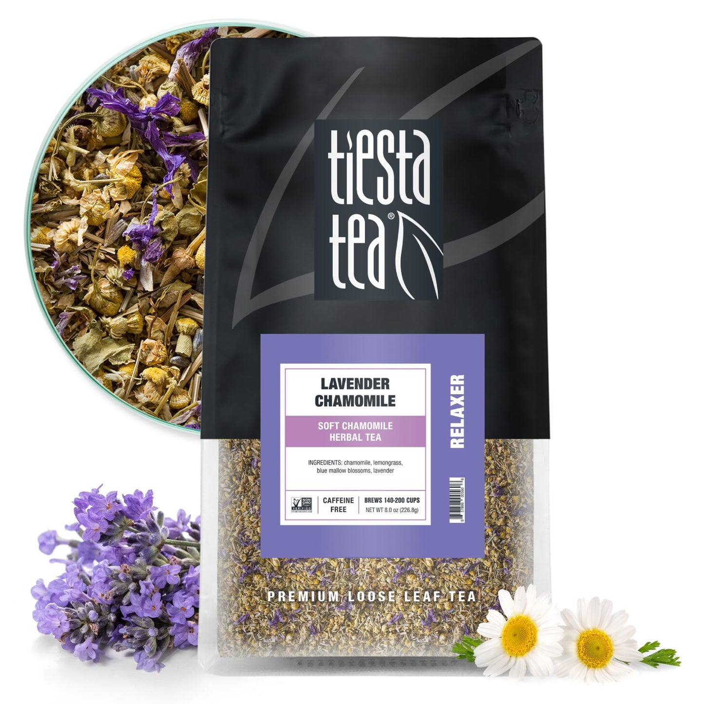Tiesta Tea Lavender Chamomile Loose Leaf Herbal Tea 8 oz Bulk Bag - Non-Caffeinated, Hot & Iced Tea, Model 33057