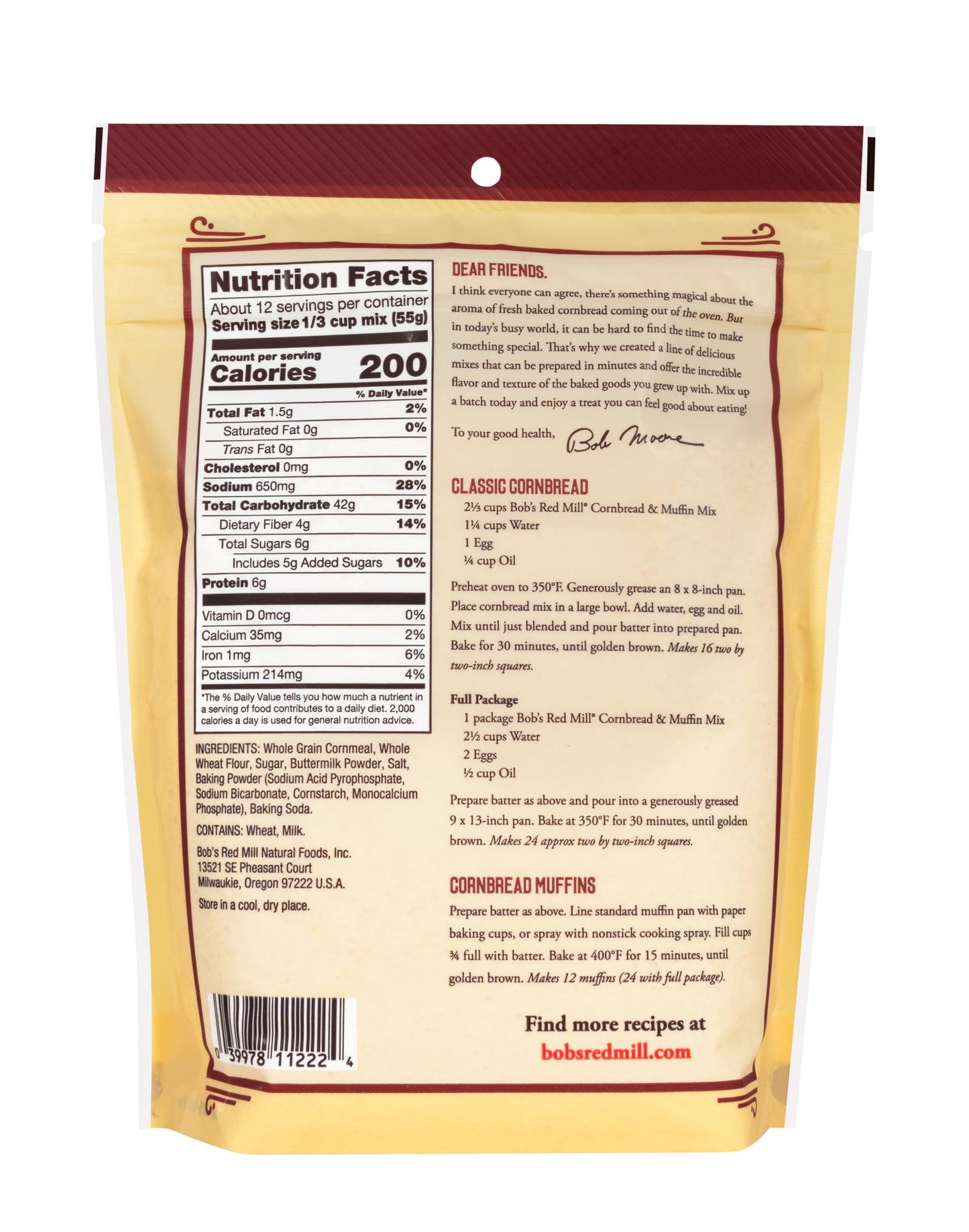 Bobs Red Mill Cornbread & Muffin Mix, 24 oz (Pack of 4)