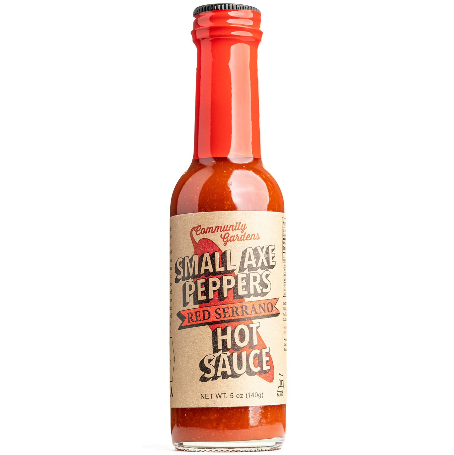 Small Axe Peppers Red Serrano Hot Sauce, 5 oz - All Natural, Kosher, non-GMO, Community Garden Grown Ghost Pepper Gourmet Hot Sa