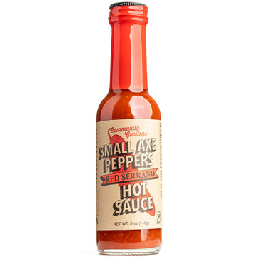 Small Axe Peppers Red Serrano Hot Sauce, 5 oz - All Natural, Kosher, non-GMO, Community Garden Grown Ghost Pepper Gourmet Hot Sa