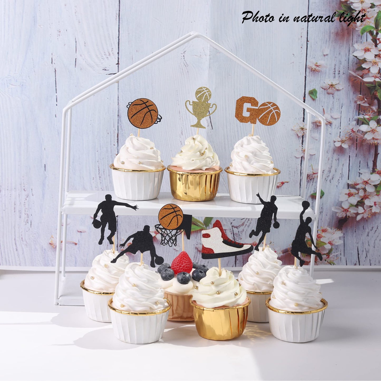 36 Pcs Basketball Cupcake Toppers Glitter Star Player Cupcake Picks Basketball Hoop Game Shoe Sports Ball Cake Decorations For Sports Theme Baby Shower Birthday Party Supplies