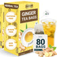 LeafLea Ginger Root Tea Bags – Spicy Herbal Tea, Non-GMO, Caffeine Free, Sugar Free, 80 Bags (Pack of 2)