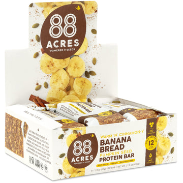 88 Acres Plant Based Seed Protein Bar | 9 Pack, Banana Bread | 12g of Plant Based Protein, Gluten Free, Nut Free, Non GMO, Schoo