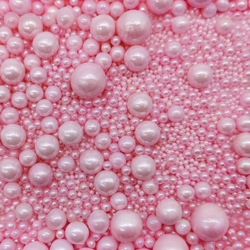 Edible Pink Sugar Pearls Sprinkles Candy Mix Size Pearls Cake Decorations Cupcake Toppers Cookie Decorating Perfect For Wedding