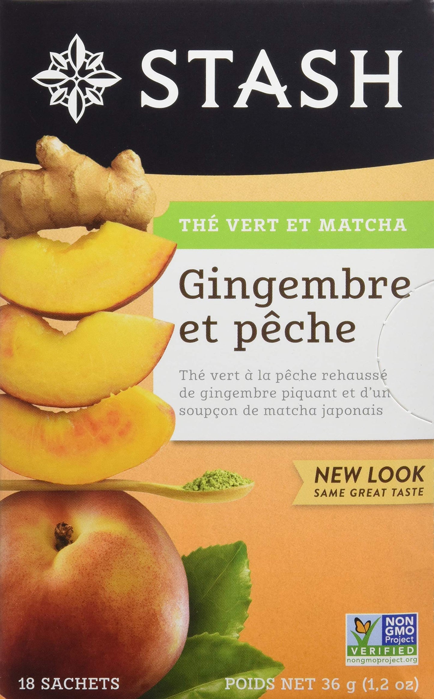 Stash Tea Green Tea, Ginger Peach With Matcha, 18 Ct
