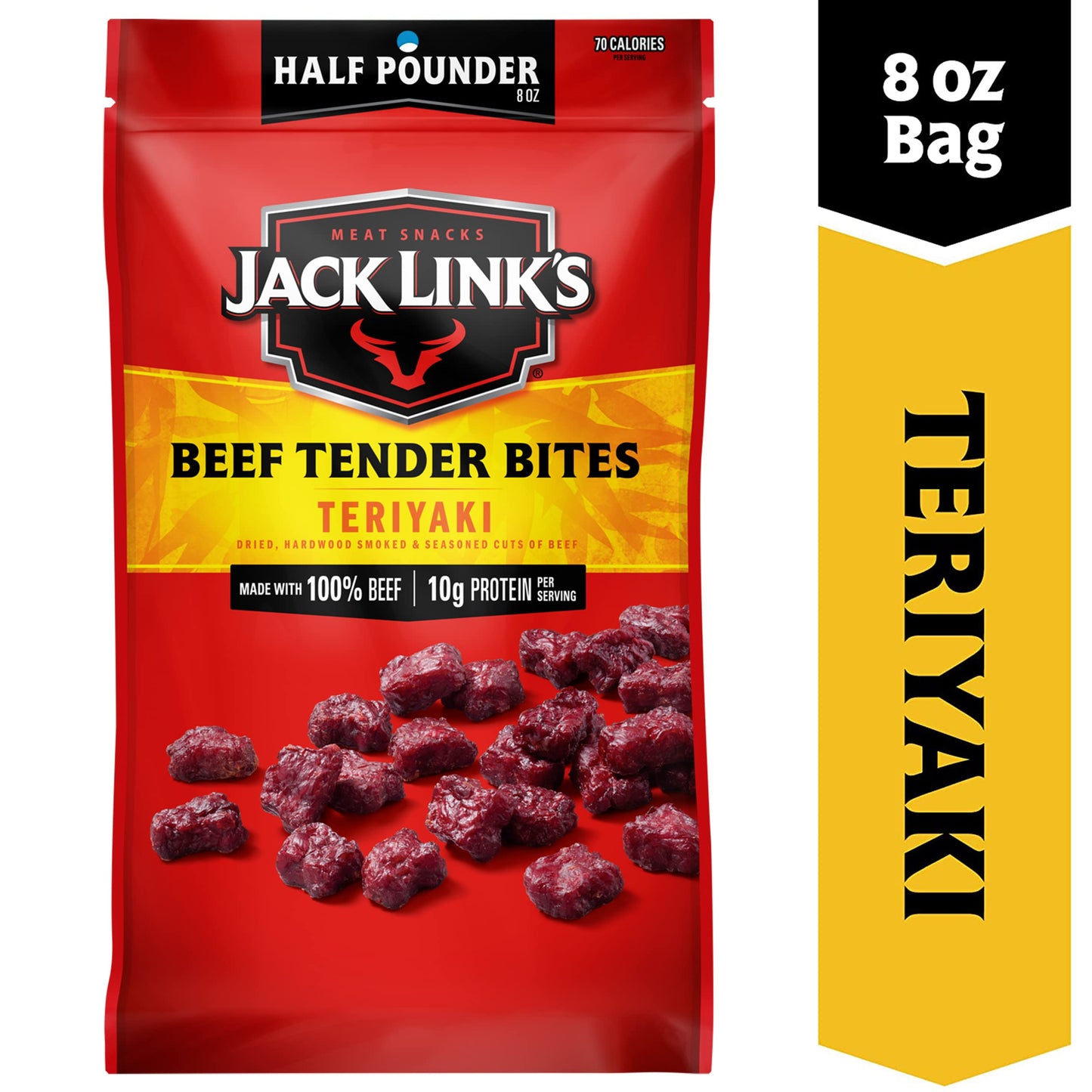 Jack Link'S Beef Tender Bites, Teriyaki,  Pounder Bag - Flavorful Jerky Snack For Lunches, 10G Of Protein And 70 Calories, Made