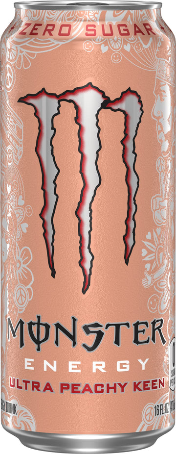 Monster Energy Ultra Peachy Keen, Sugar Free Energy Drink, 16 Oz (Pack Of 24)