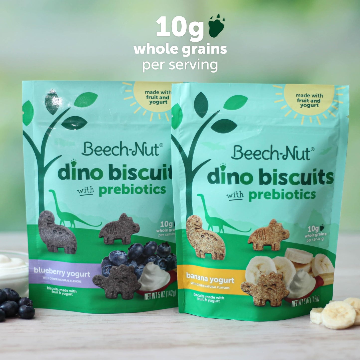 Beech-Nut Toddler Snacks, Dino Biscuits With Prebiotics, Banana Yogurt, Non-Gmo Baked Snack For Kids, 5 Oz Bag (7 Pack)