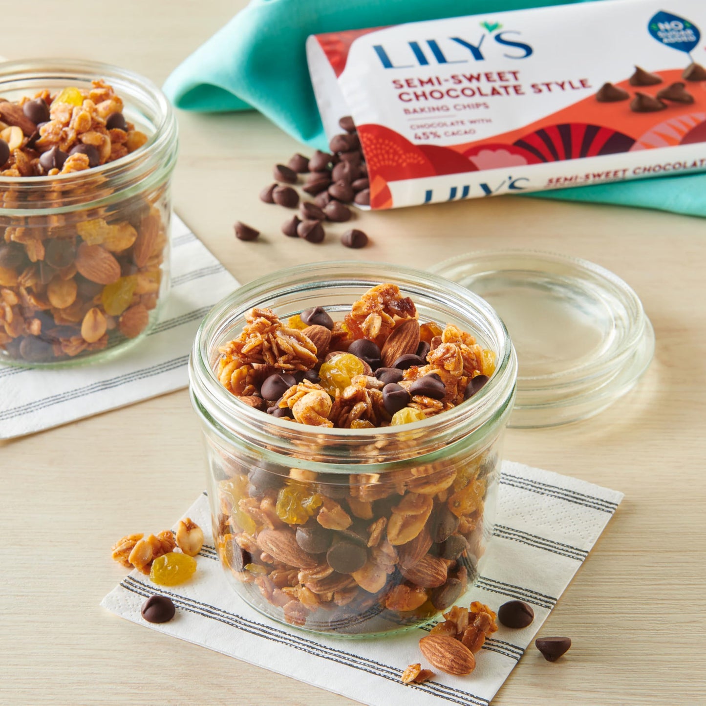 LilyS Semi-Sweet Chocolate Style No Sugar Added, Baking Chips Bag, 9 Oz