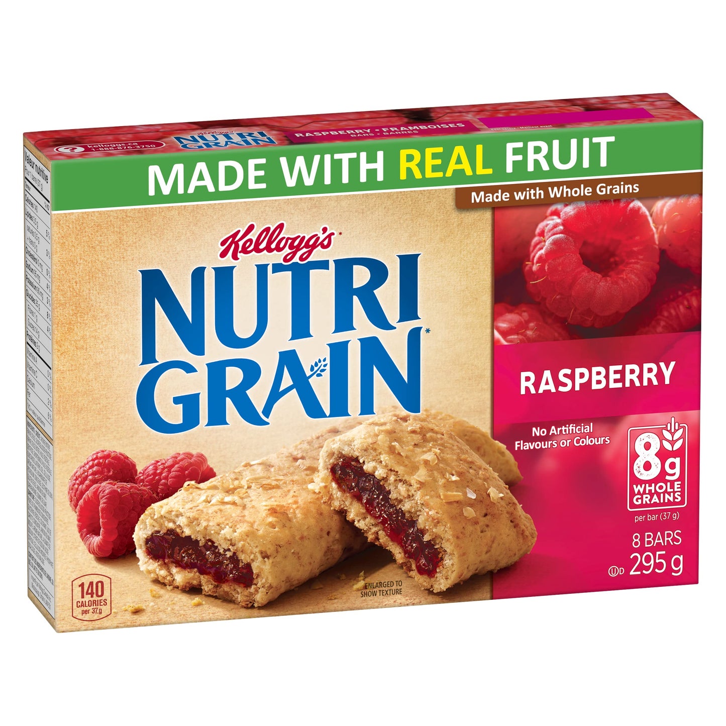 Kellogg'S Nutri Grain Cereal Bars Raspberry, 8 Bars, 295G/10.4 Oz., {Imported From Canada}