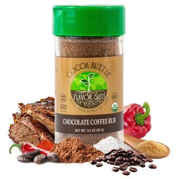 Flavor Seed Organic Butt Rub Seasoning & Chocolate Coffee Brisket Rub, 3.2 oz Shaker Jar, Non-GMO, Preservative Free