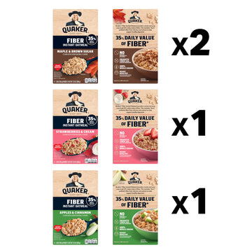 Quaker Instant Oatmeal  Fiber Boost  3 Flavor Variety pack  32 Count