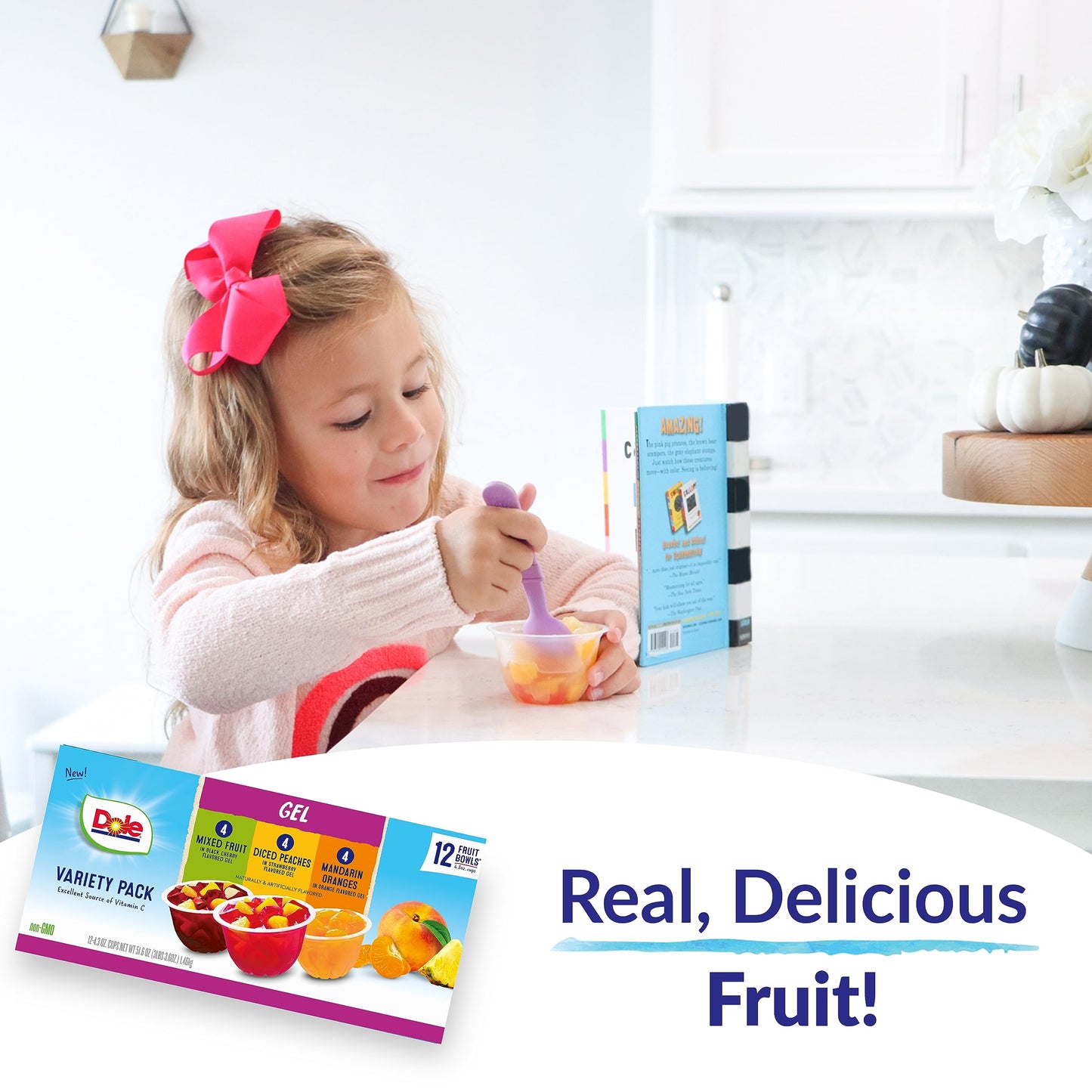 Dole Fruit Bowls In Gel Variety Pack Snacks, Peaches, Mixed Fruit, Mandarin Oranges, 4Oz 12 Total Cups, Gluten & Dairy Free, Bul