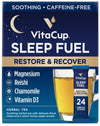 VitaCup Sleep Fuel Instant Tea Packets for Deep REM Sleep, Relax & De-Stress w/Chamomile, Magnesium, Vitamin D3, Coconut Water, 