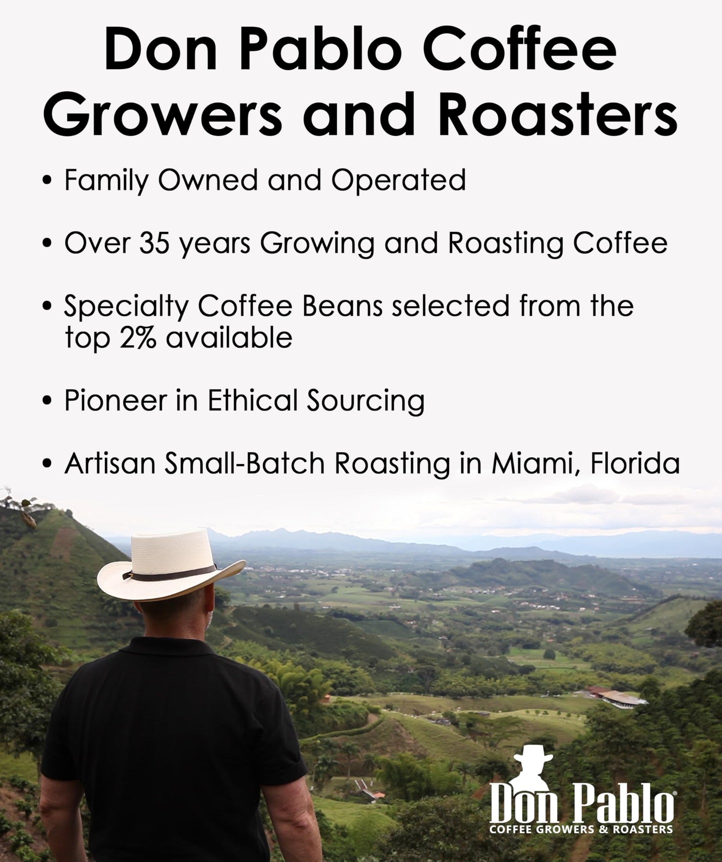 2LB Don Pablo Colombian Decaf - Swiss Water Process Decaffeinated - Medium-Dark Roast - Whole Bean Coffee - Low Acidity - 2 Pound (2 lb) Bag