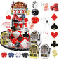 Atiloy Casino Cake Topper Set - 24 Pieces, Mini Toy Slot Machine, Small, Plastic, Red/Black/White