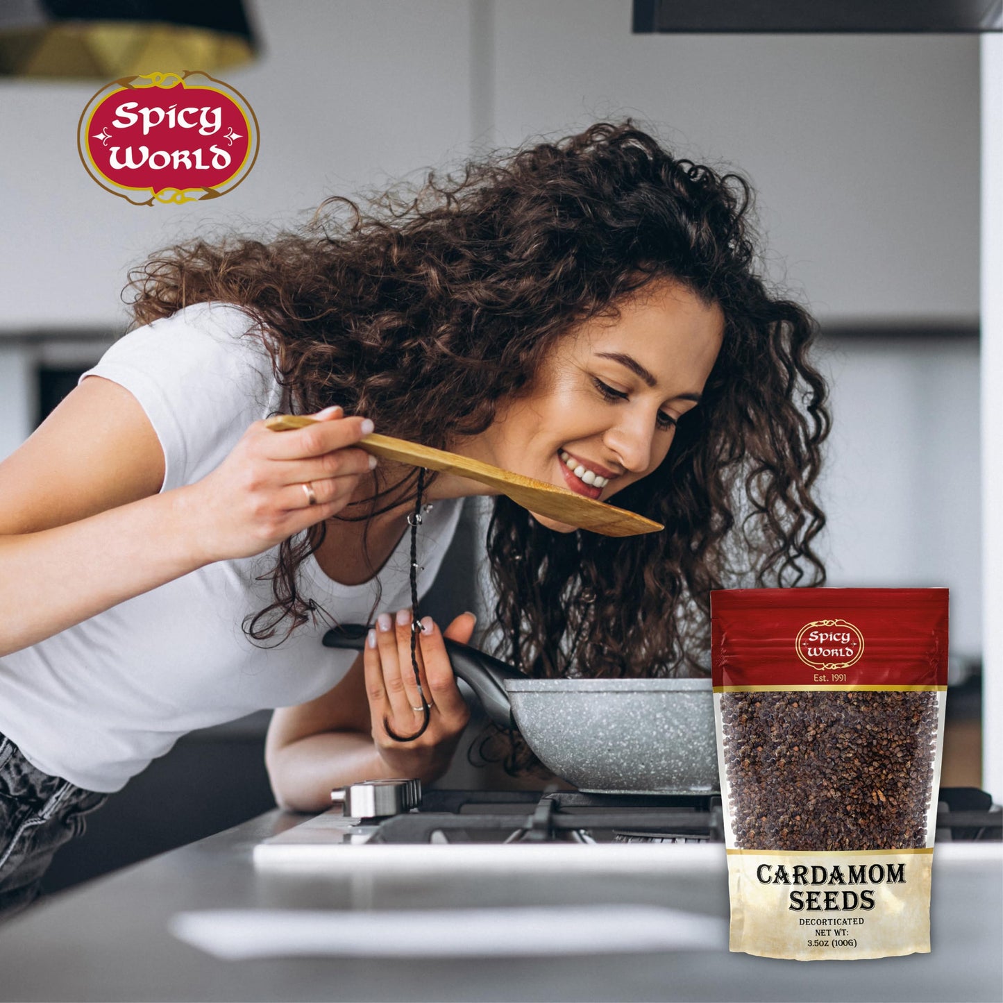 Spicy World Cardamom Seeds Decorticated 3.5 Ounce Bag - Natural, Vegan - No Pods, Also known as Elaichi Seed