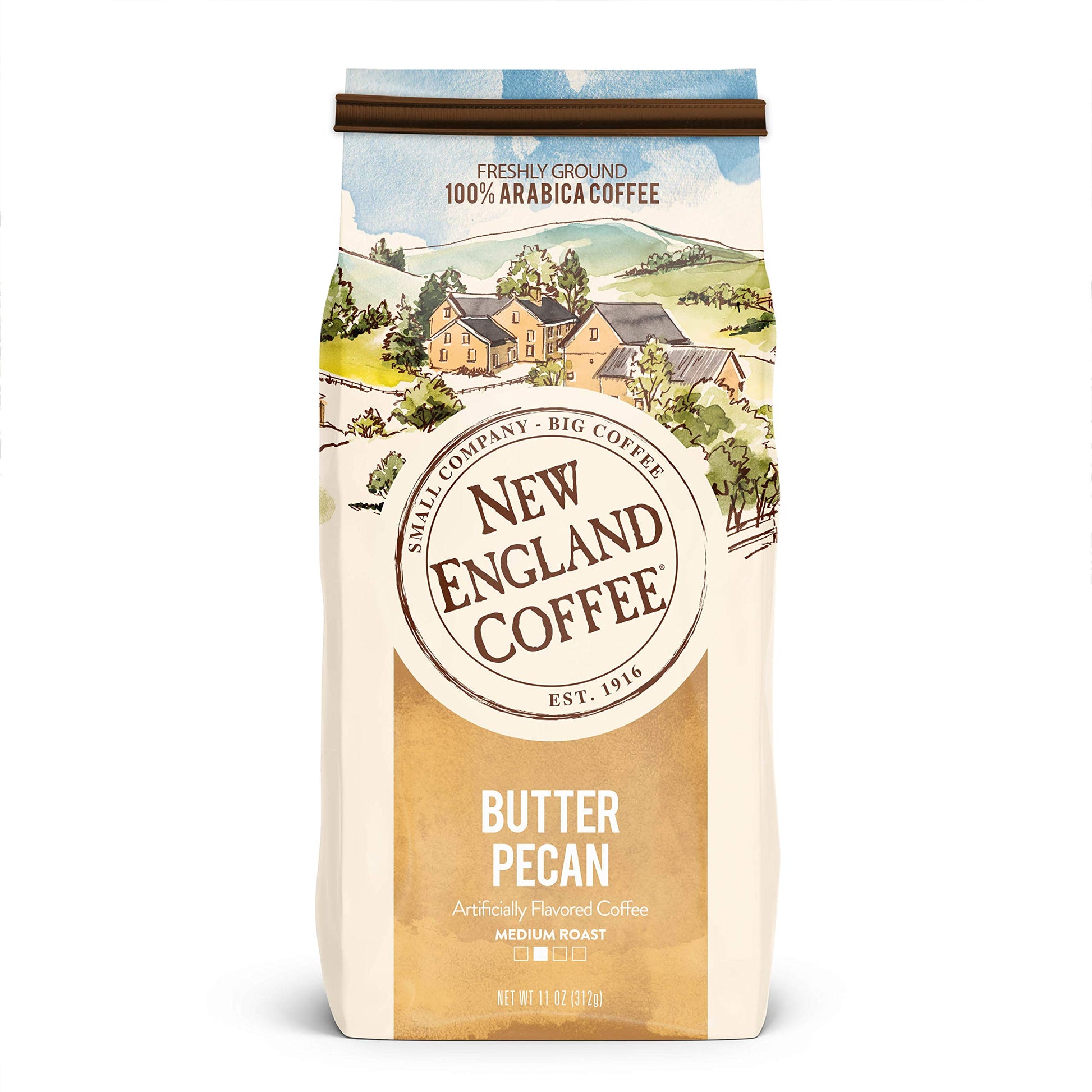 New England Coffee Butter Pecan, 11 Ounce (Pack of 1) - Rich Flavor, Perfect for Coffee Lovers