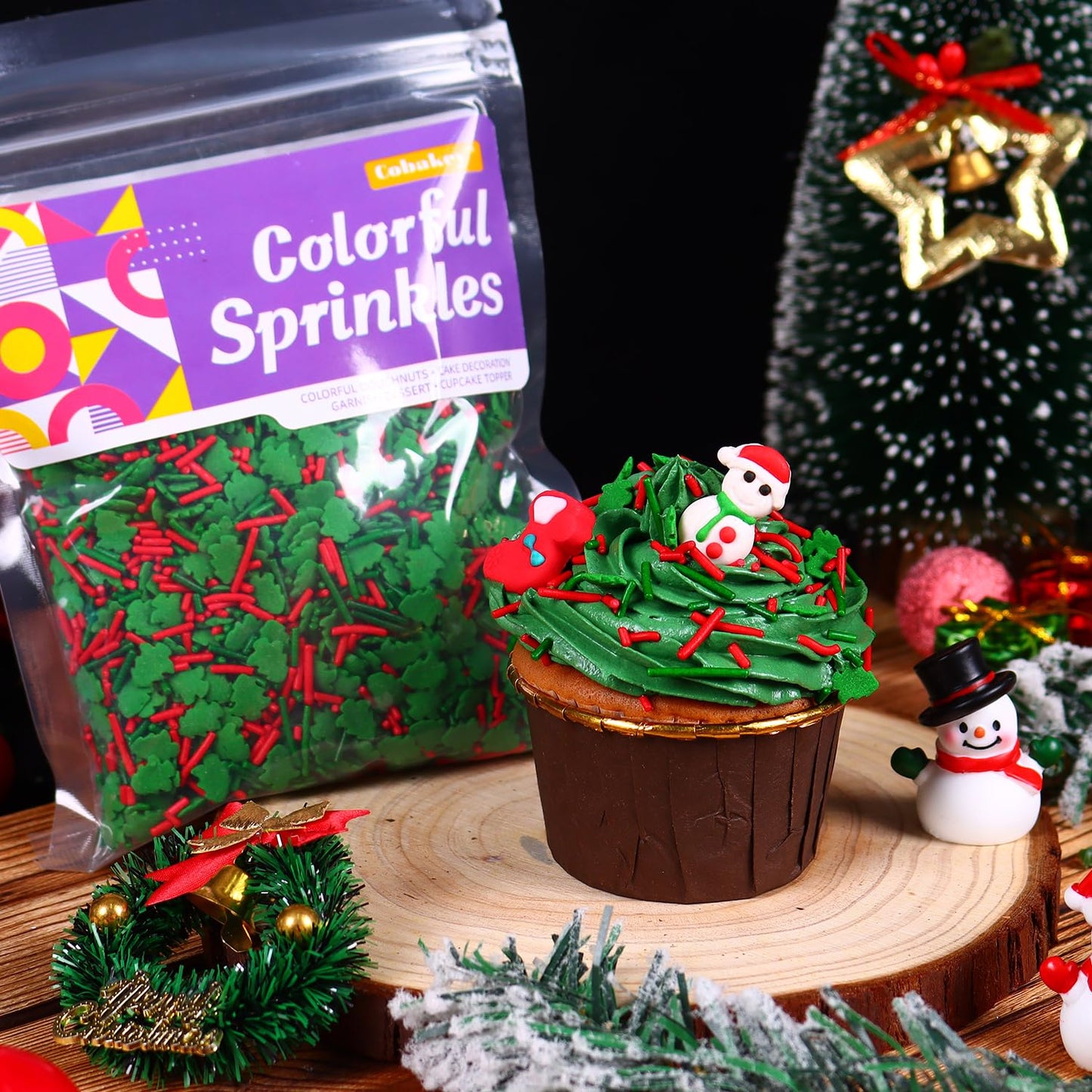 Christmas Tree Sprinkles For Cake Decorating 7 Ounce Edible Christmas Tree Red And Green Confetti Jimmies Sprinkles Mix For Xmas
