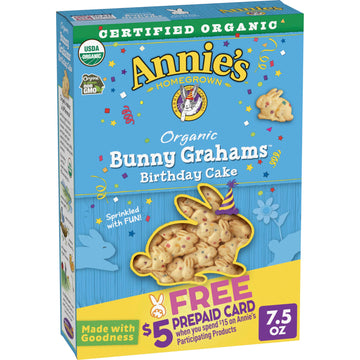 Annie'S Organic Birthday Cake Bunny Graham Snacks, 7.5 Oz.
