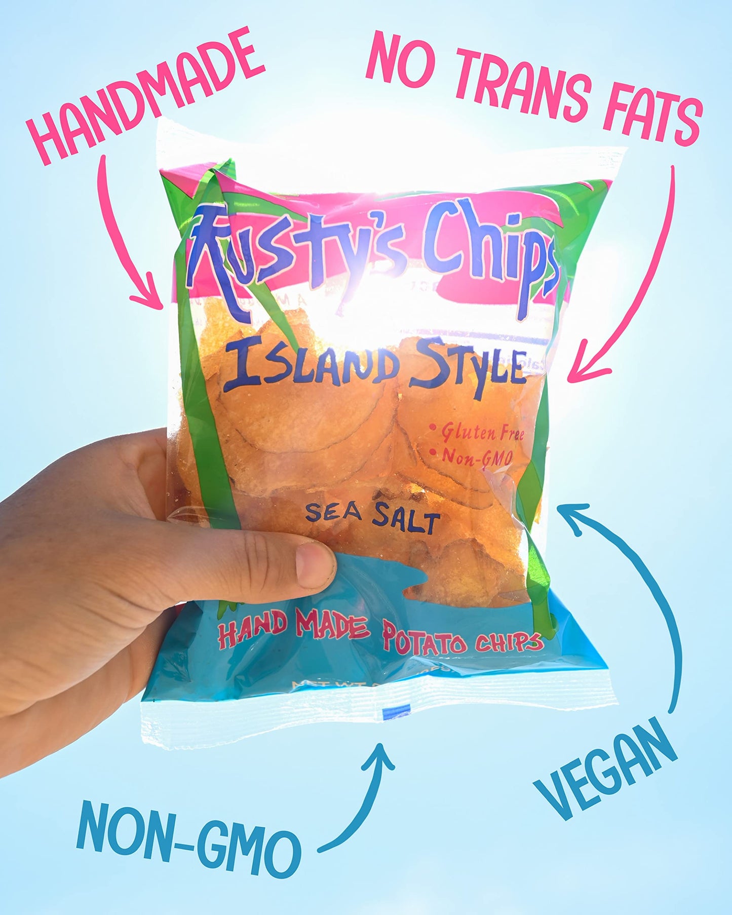 Rustys Chips - Crunchy Gluten Free Chips, Non-GMO, Vegan-Friendly Snack Pack, 1 Count (Pack of 24)