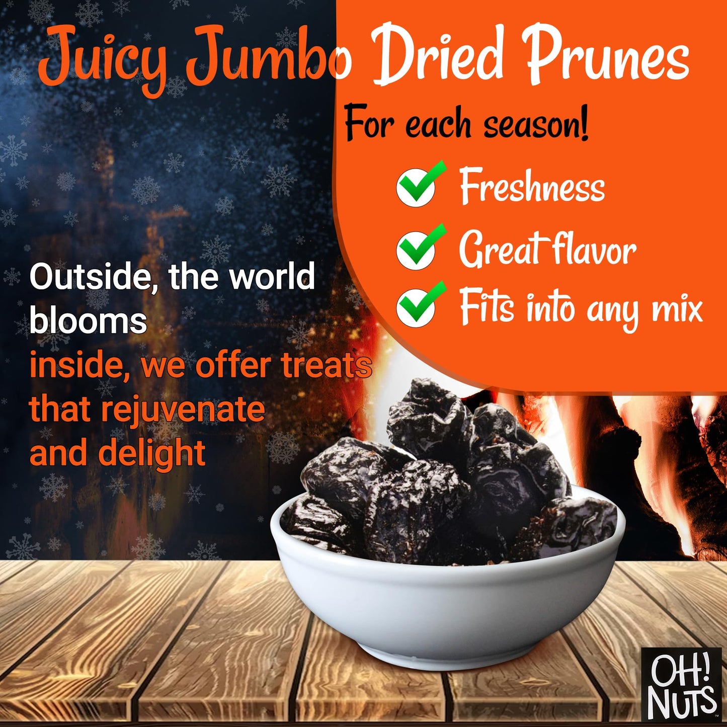 Dried Prunes Pitted | 1 Lb - Dried Fruit Jumbo | No Sugar Added | Dehydrated Fruit Bites | Packed In New York Zip-Seal Bag For E