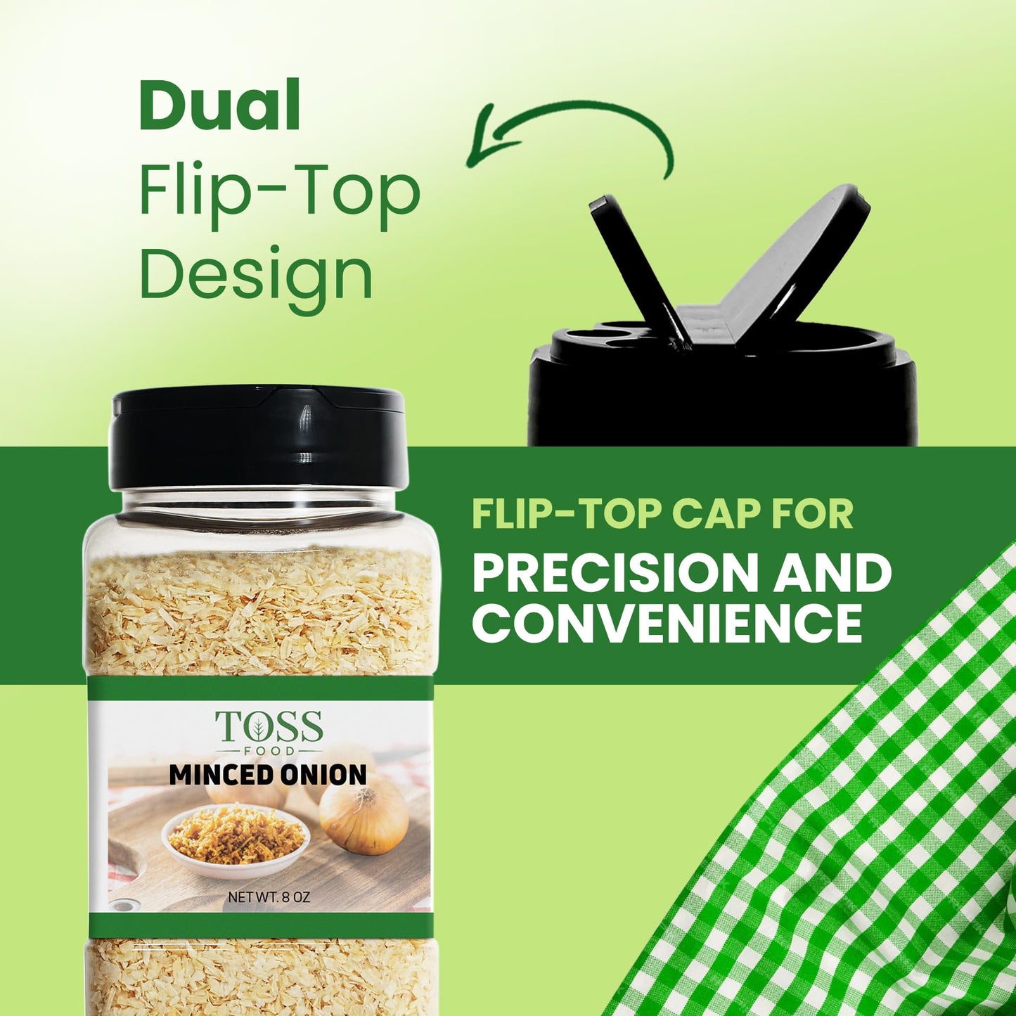 Toss Minced Onion Flakes Dehydrated Onions 8 Ounces,Chopped Dried Onion Flake, Perfect For Stews, Soups, Sauces, Meat, Marinades, Rubs And Dressings