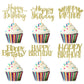 36Pcs Happy Birthday Cupcake Toppers Glitter Birthday Cake Pick Decorations For Birthday Party Anniversary Celebration, Gold