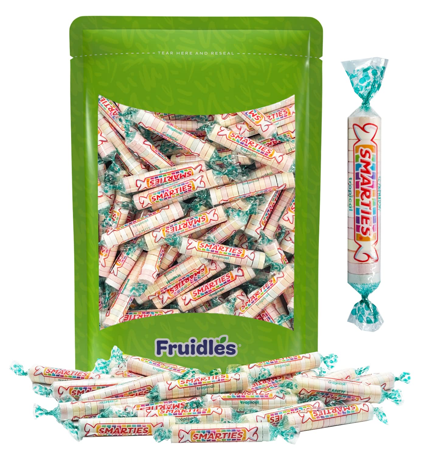 Fruidles Smarties Hard Candy Roll, Tropical Flavors, 1 Pound, Individually Wrapped