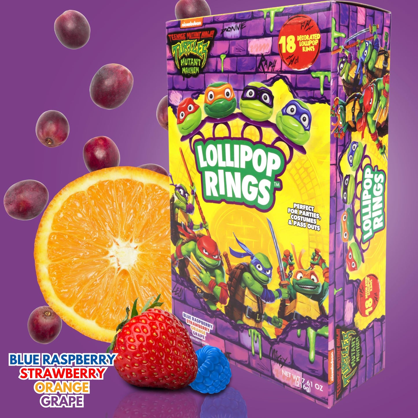 Imaginings 3 Teenage Mutant Ninja Turtles Individually Wrapped Lollipop Rings, Leonardo, Raphael, Michelangelo, And Donatello, D