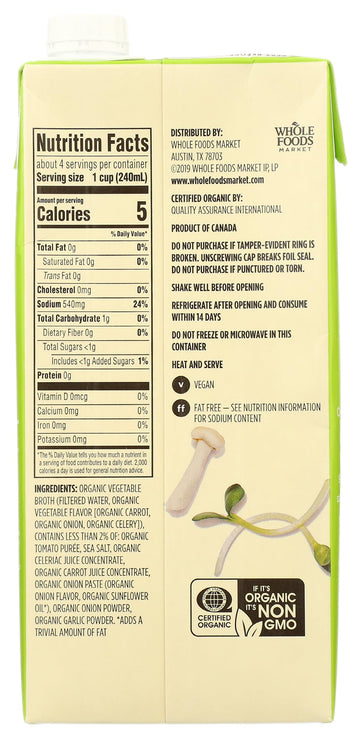365 by Whole Foods Market, Organic Vegetable Broth, 32 Fl Oz