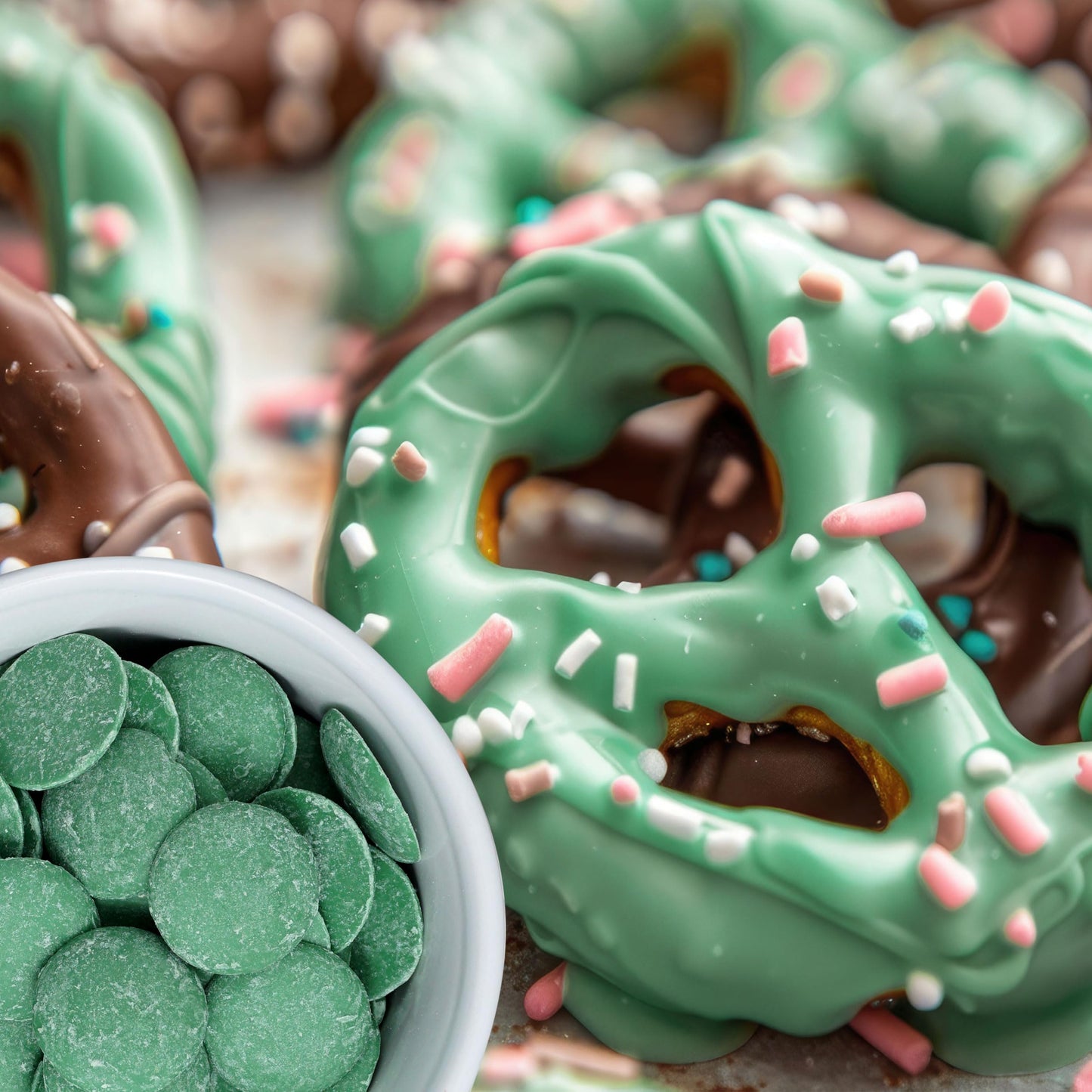 Green Chocolate Melting Wafers, 12 Ounce Bulk Bag, Green Chocolate, Green Candy, Melting Chocolate Candy Discs For Baking, Dippi