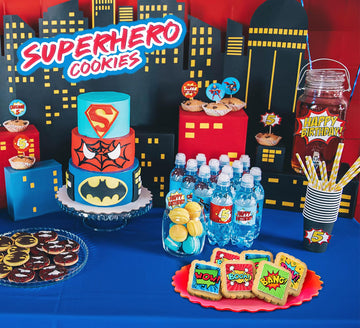Superhero Cookies 24 Pack | Bulk Party Favors Birthday Party | Pow Boom Bang Wow