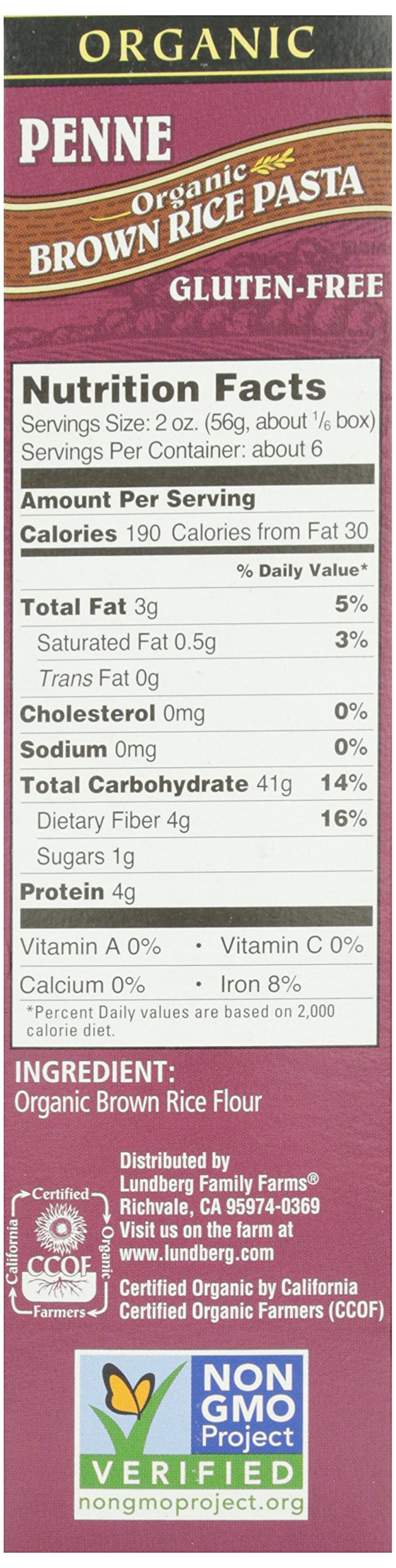 Lundberg, Penne Brown Rice Pasta, Organic, 12 Oz