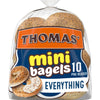 Thomas Everything Bagels, 10 count, (1.5 oz each), Kosher Mini Bagels, 15 oz Bag