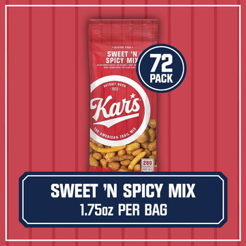 Kars Nuts Sweet N Spicy Trail Mix, 1.75 Oz Individual Snack Packs - Bulk Pack Of 72, Gluten-Free Snack Mix