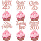 24PCS Rose Gold Happy 25th Birthday Cupcake Toppers Twenty Five Straight Outta 2000 Cupcake Picks Cheers to 25 Lengend Since 200