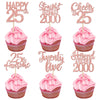 24PCS Rose Gold Happy 25th Birthday Cupcake Toppers Twenty Five Straight Outta 2000 Cupcake Picks Cheers to 25 Lengend Since 200