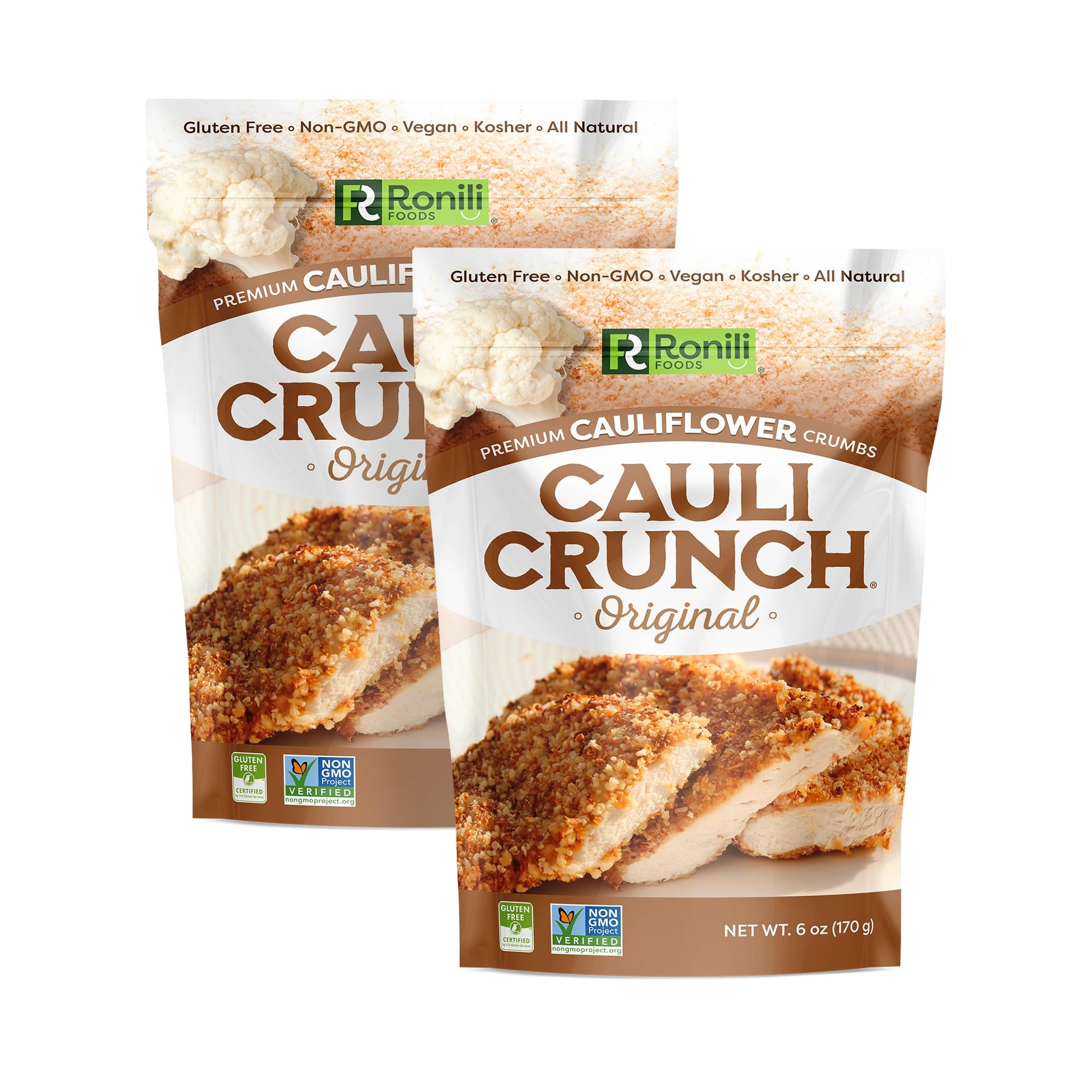 Cauli Crunch Cauliflower Bread Crumbs - Gluten Free, Non-GMO, Vegan, Kosher, 6 Ounce (Pack of 2)