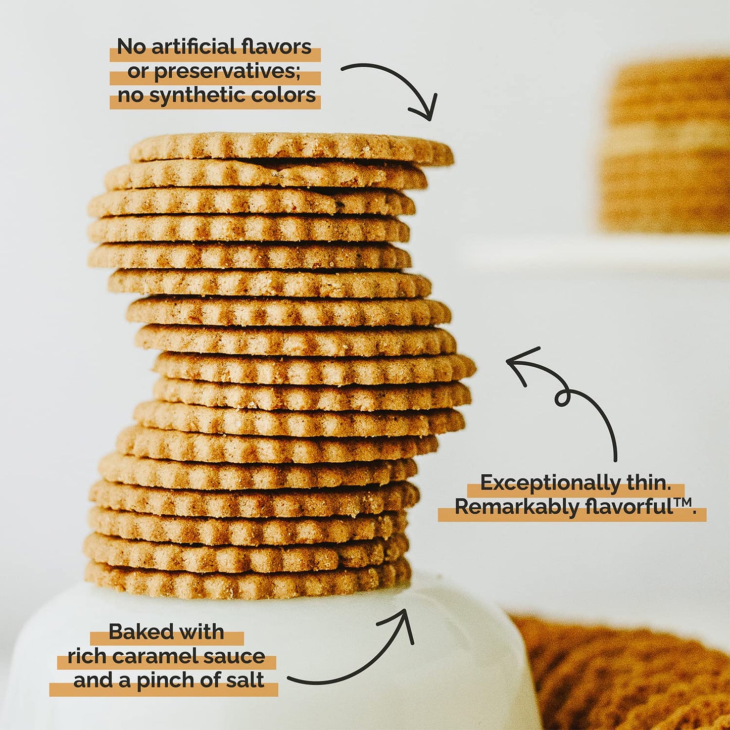 Dewey's Bakery Salted Caramel Cookie Thins | No Artificial Flavors, Synthetic Colors or Preservatives | Baked in Small Batches |