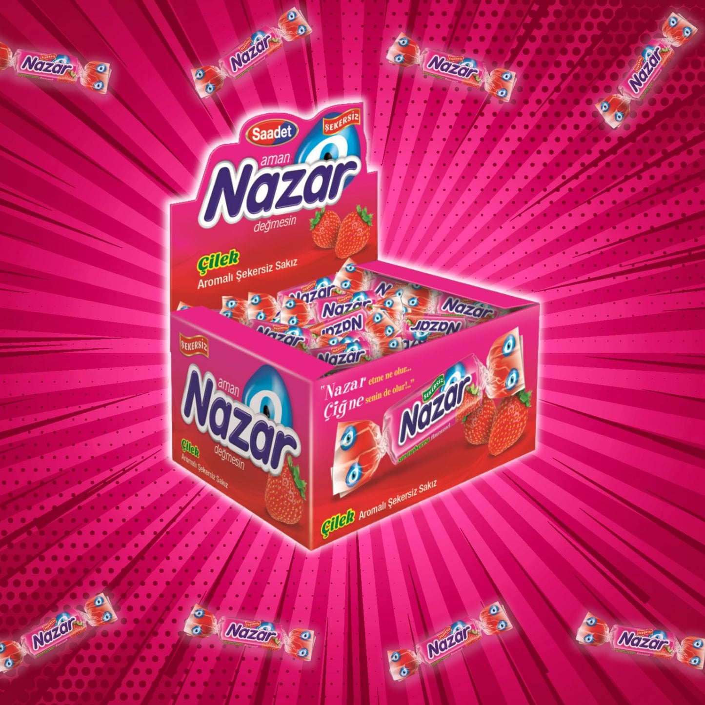 Nazar Strawberry Breeze Sugar-Free Jawline Exerciser Chewing Gum | Freshens Your Breath | Supports Oral Health | Individually Wr