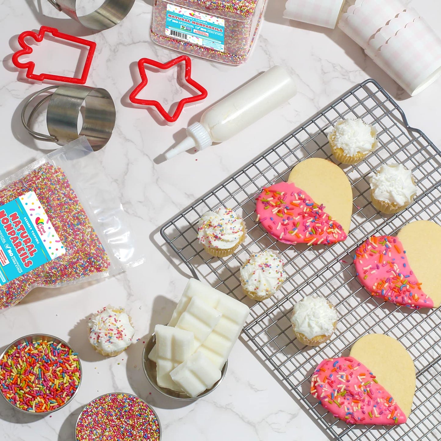 A Great Surprise Dye-Free Rainbow Sprinkles - 1.6 Pounds - Natural Vegan Baking Toppings with No Artificial Dyes or Flavors - No