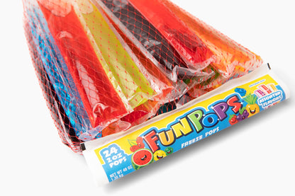 FunPops Frozen Ice Pops, 24-Fruit Flavored Freeze Pops, Frozen Summer Snack For All Ages, Low Calorie