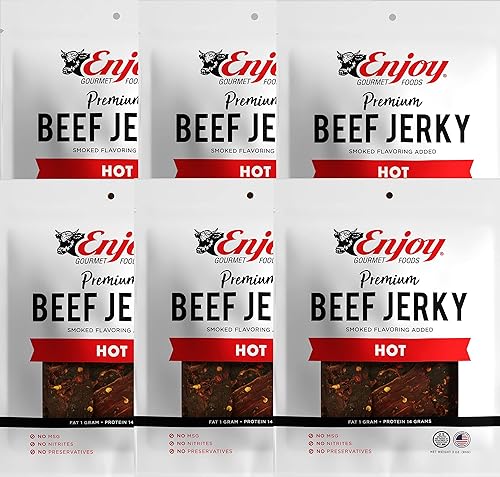 Enjoy Beef Jerky Hot, All Natural 3Oz (Pack Of 6)