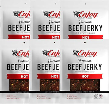 Enjoy Beef Jerky Hot, All Natural 3Oz (Pack Of 6)