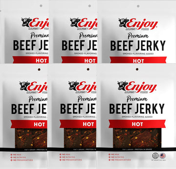 Enjoy Beef Jerky Hot, All Natural 3Oz (Pack Of 6)