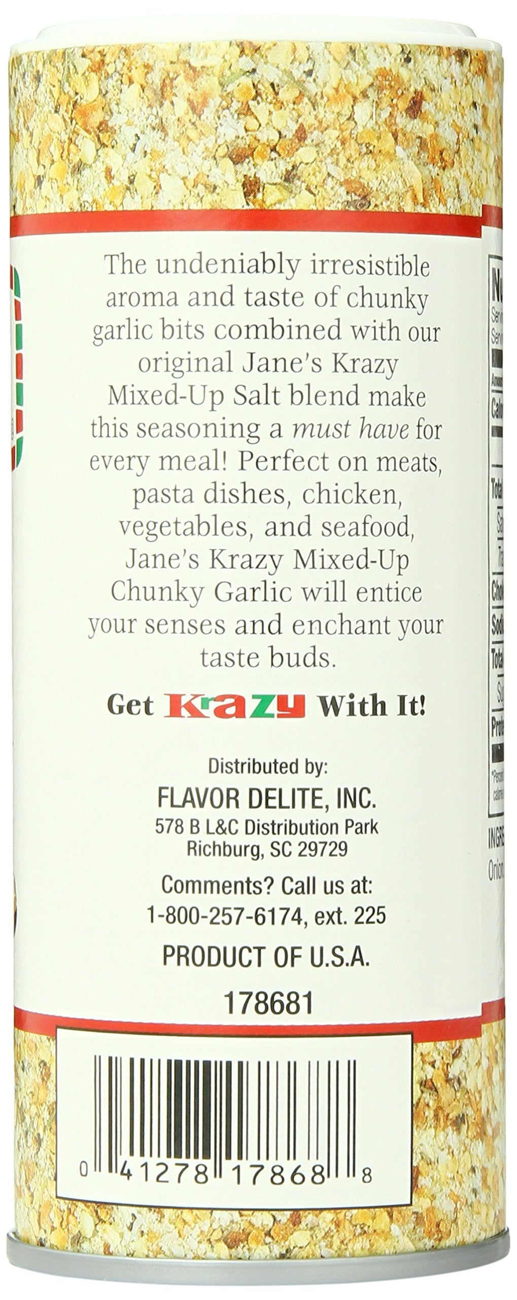 Jane's Krazy Chunky Mixed-Up Garlic Seasoning, 4.75 Ounce (Packing may vary)