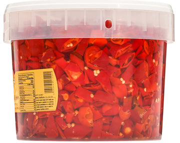 Tuttocalabria Sliced Calabrian Chili Peppers In Oil, Bulk Foodservice Tub, 97 Oz, Chopped, Rounds, Topping, All Natural, Non-Gmo