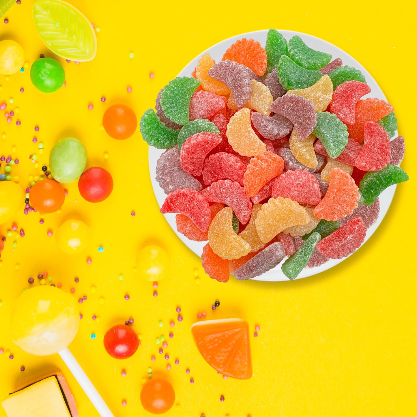 Assorted Fruit Slices Jelly Candy | 3-Pound Bag | Gelatin-Free | Orange, Lemon, Lime, Cherry, Grape