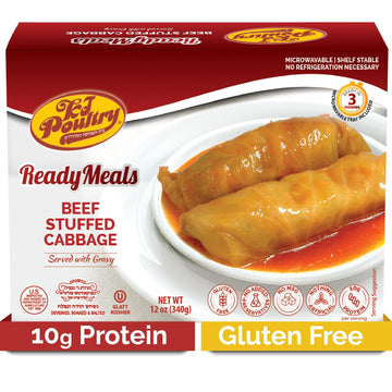 KJ Poultry Kosher Ready Meals - Beef Stuffed Cabbage Rolls, MRE Meat Meals Ready to Eat, Gluten Free (1 Pack) Prepared Entree Fu
